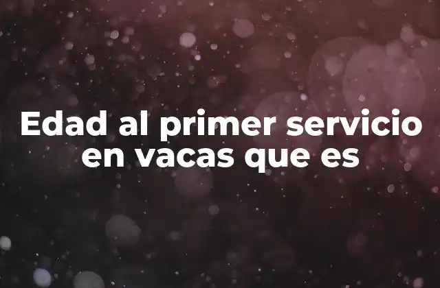 Edad Al Primer Servicio en Vacas que es