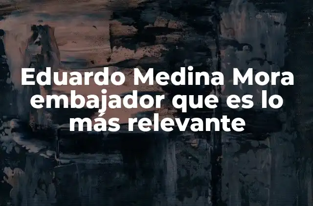 Eduardo Medina Mora Embajador que es Lo Más Relevante