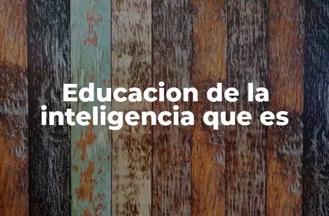 Educacion de la Inteligencia que es