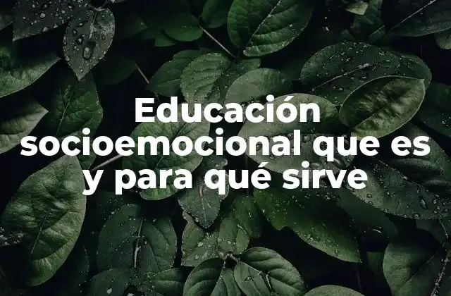 Educación Socioemocional que es y para Qué Sirve