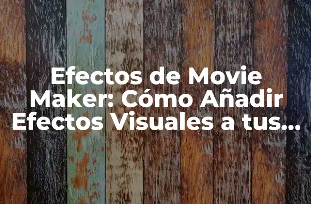 Efectos de Movie Maker: Cómo Añadir Efectos Visuales a Tus Videos