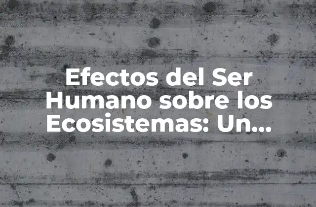 Efectos Del Ser Humano sobre los Ecosistemas: un Análisis Profundo