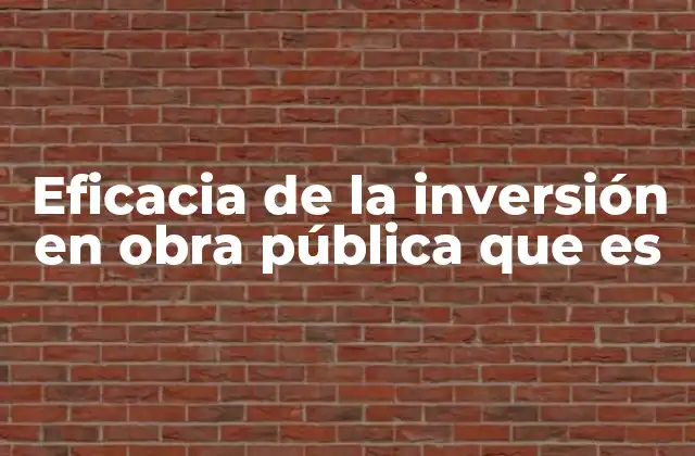 Eficacia de la Inversión en Obra Pública que es