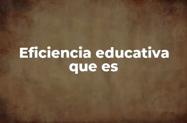 Eficiencia Educativa que es