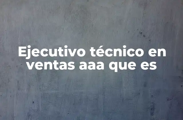 Ejecutivo Técnico en Ventas Aaa que es