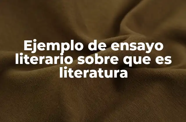 Ejemplo de Ensayo Literario sobre que es Literatura