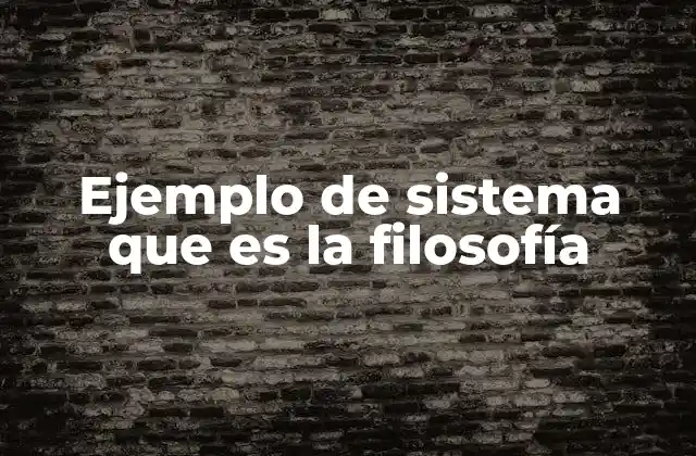 Ejemplo de Sistema que es la Filosofía