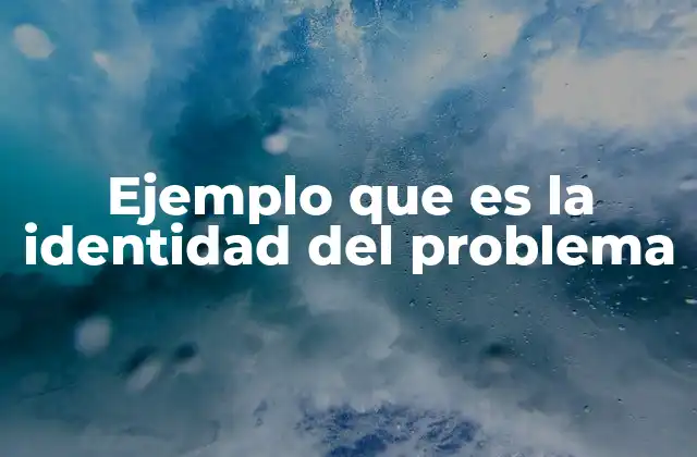 Ejemplo que es la Identidad Del Problema