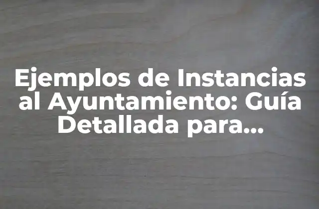 Ejemplos de Instancias Al Ayuntamiento: Guía Detallada para Ciudadanos