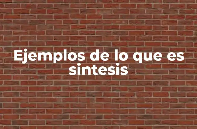 Ejemplos de Lo que es Sintesis