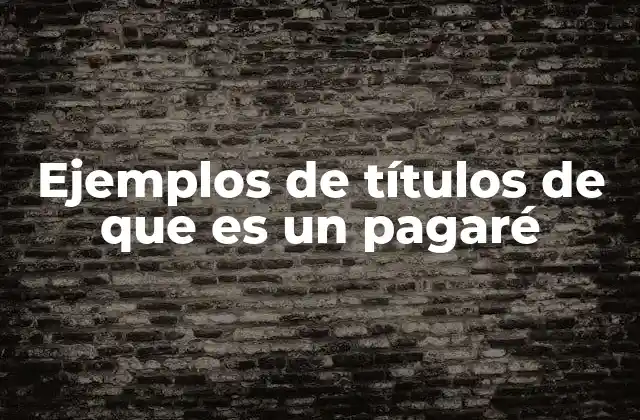 Ejemplos de Títulos de que es un Pagaré