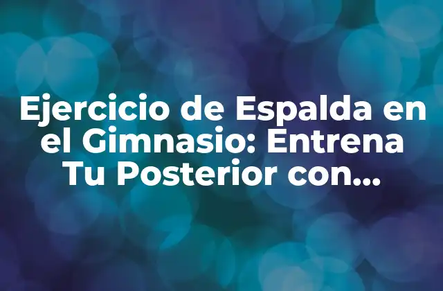 Ejercicio de Espalda en el Gimnasio: Entrena Tu Posterior con Eficacia