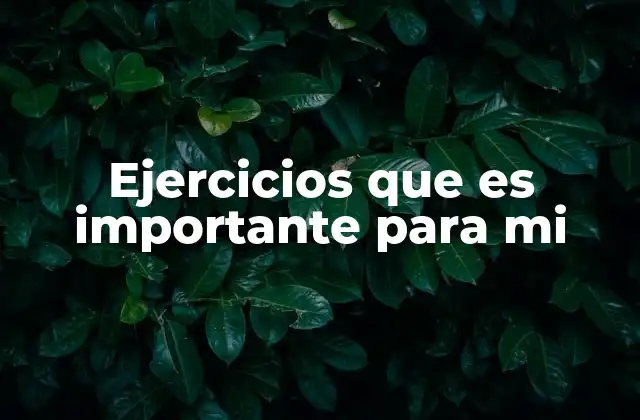 Ejercicios que es Importante para Mi