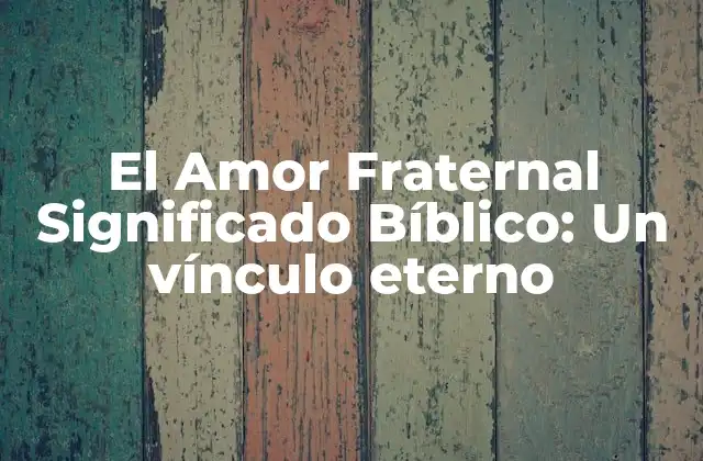 El Amor Fraternal Significado Bíblico: un Vínculo Eterno