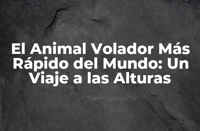 El Animal Volador Más Rápido Del Mundo: un Viaje a las Alturas