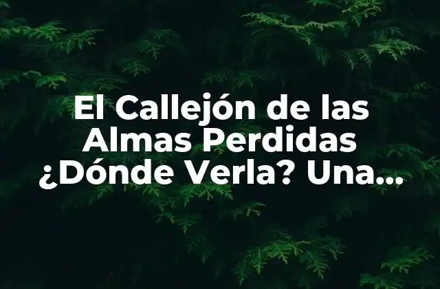 El Callejón de las Almas Perdidas ¿dónde Verla? una Guía Detallada