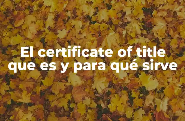 El Certificate Of Title que es y para Qué Sirve