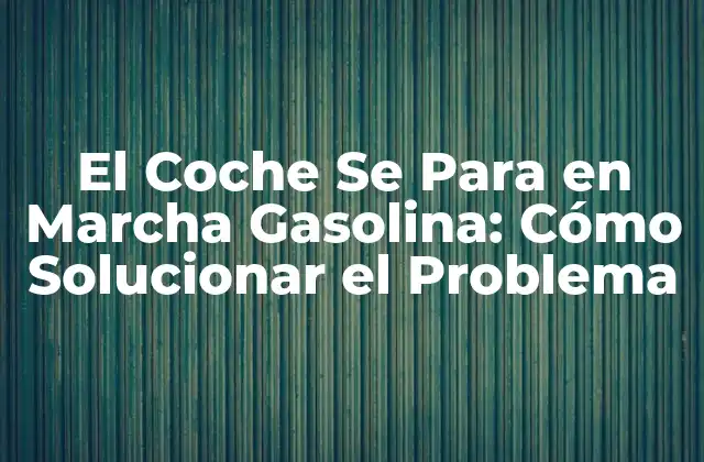 El Coche Se para en Marcha Gasolina: Cómo Solucionar el Problema