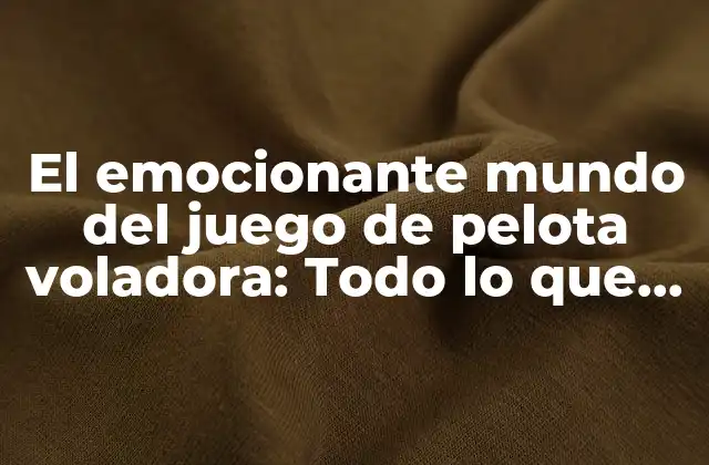 El Emocionante Mundo Del Juego de Pelota Voladora: Todo Lo que Debes Saber