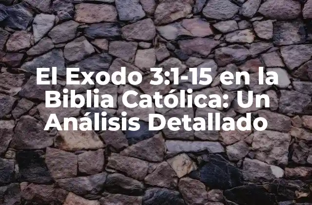 El Exodo 3:1-15 en la Biblia Católica: un Análisis Detallado