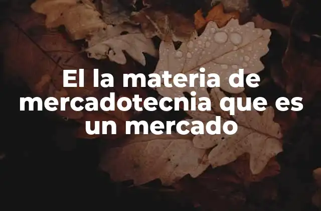El la Materia de Mercadotecnia que es un Mercado