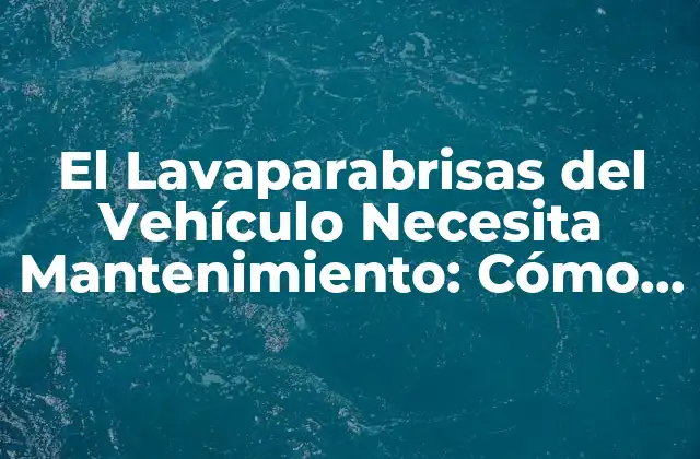 El Lavaparabrisas Del Vehículo Necesita Mantenimiento: Cómo Mantener la Visibilidad en la Carretera