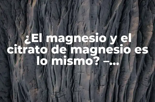 ¿el Magnesio y el Citrato de Magnesio es Lo Mismo? – Diferencias y Beneficios
