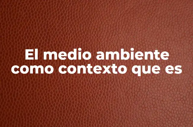 El Medio Ambiente como Contexto que es