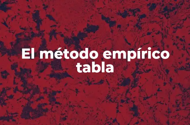 El Método Empírico Tabla 2 Aplicación del método empírico en la investigación científica