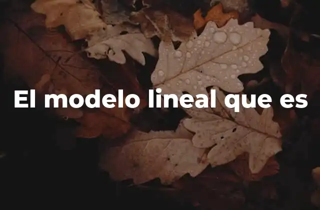 El Modelo Lineal que es