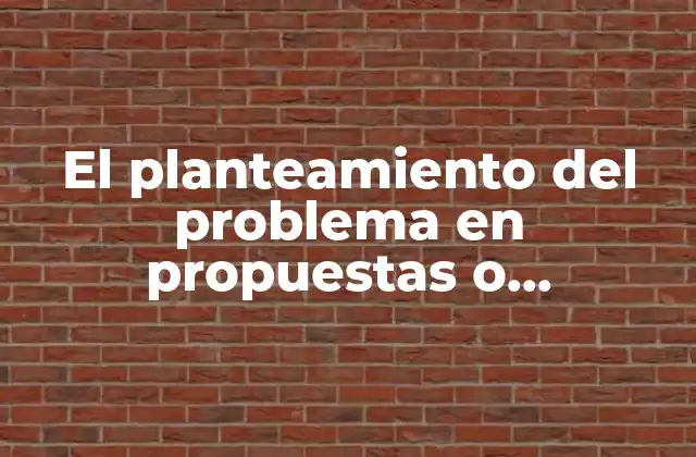 El Planteamiento Del Problema en Propuestas o Protocolos que es