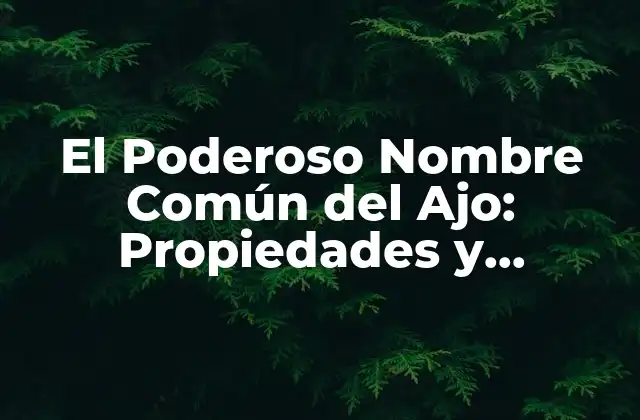 El Poderoso Nombre Común Del Ajo: Propiedades y Beneficios
