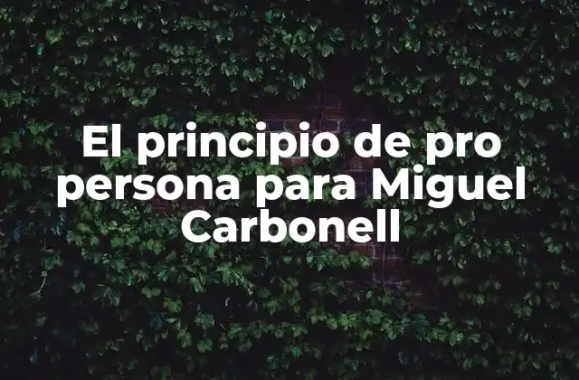 El Principio de Pro Persona para Miguel Carbonell