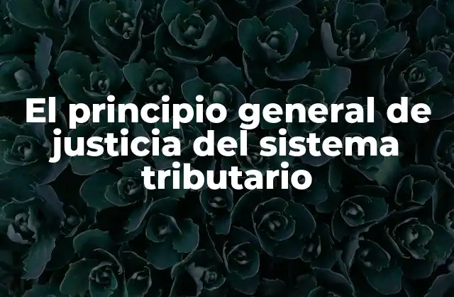 El Principio General de Justicia Del Sistema Tributario