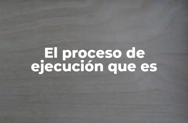 El Proceso de Ejecución que es