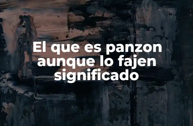 El que es Panzon Aunque Lo Fajen Significado