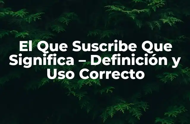 El que Suscribe que Significa – Definición y Uso Correcto
