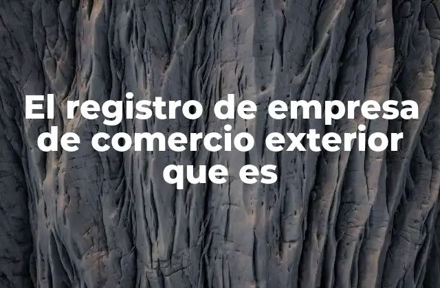 El Registro de Empresa de Comercio Exterior que es
