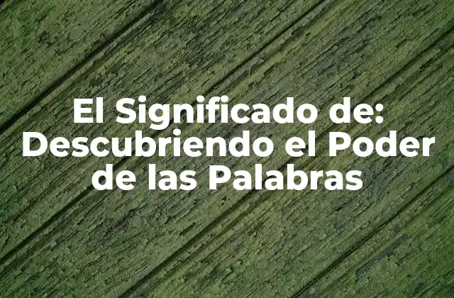 El Significado De: Descubriendo el Poder de las Palabras 2 La Importancia del Significado de las Palabras