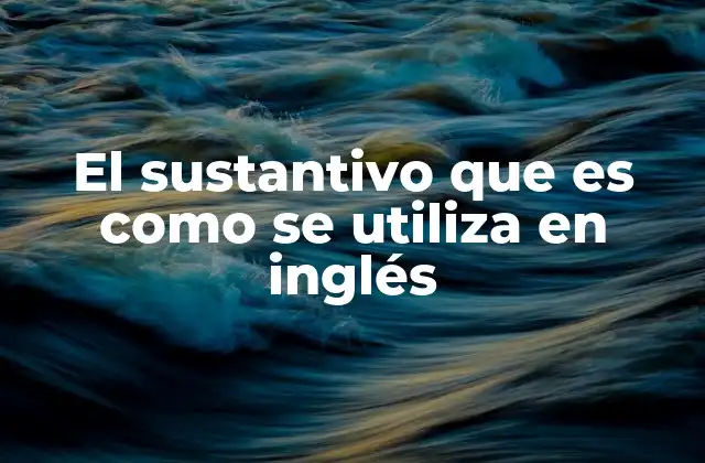 El Sustantivo que es como Se Utiliza en Inglés