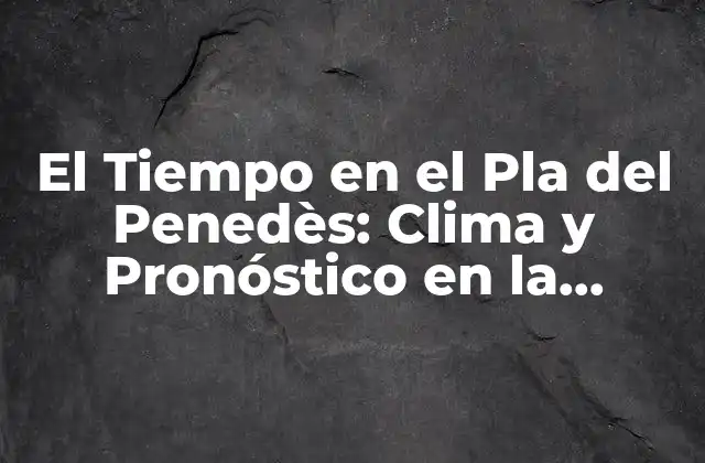 El Tiempo en el Pla Del Penedès: Clima y Pronóstico en la Región Catalana