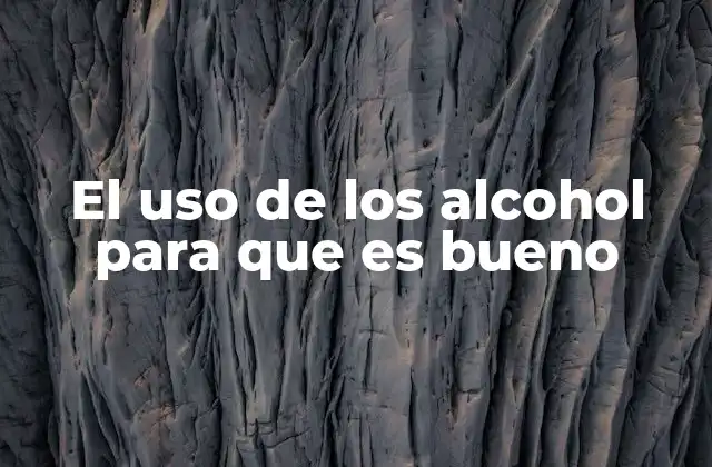 El Uso de los Alcohol para que es Bueno