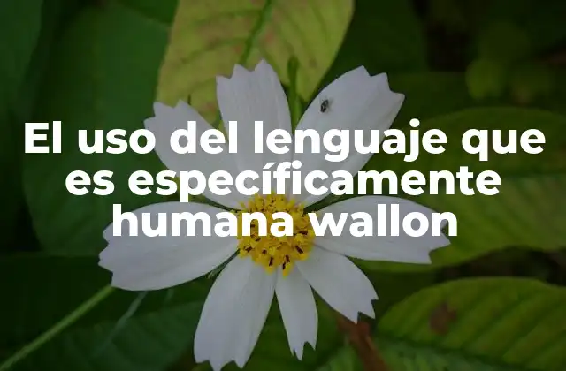 El Uso Del Lenguaje que es Específicamente Humana Wallon
