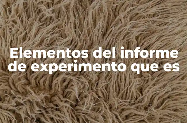 Elementos Del Informe de Experimento que es