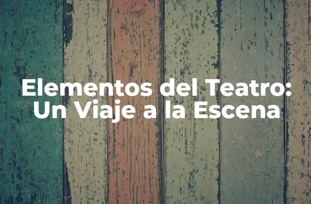 Elementos Del Teatro: un Viaje a la Escena