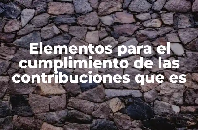Elementos para el Cumplimiento de las Contribuciones que es