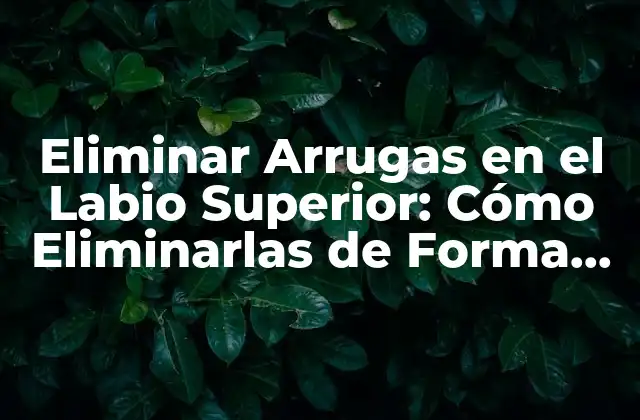Eliminar Arrugas en el Labio Superior: Cómo Eliminarlas de Forma Segura y Efectiva