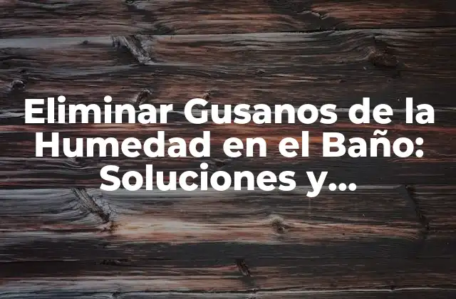 Eliminar Gusanos de la Humedad en el Baño: Soluciones y Prevención