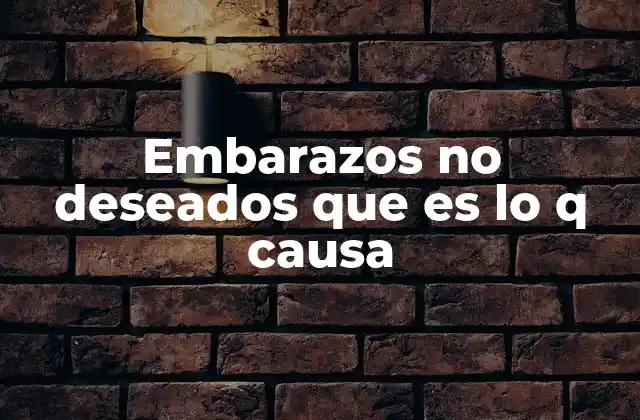 Embarazos No Deseados que es Lo Q Causa