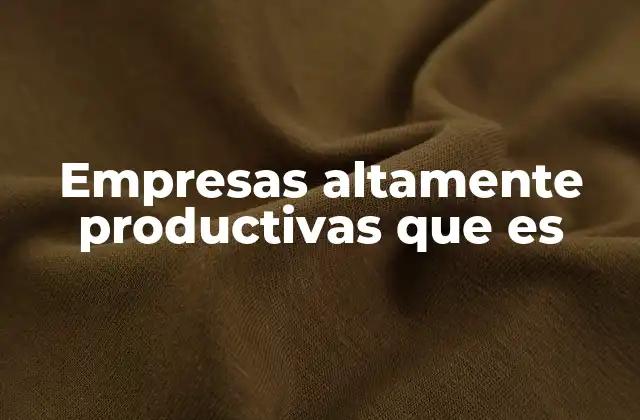 Empresas Altamente Productivas que es